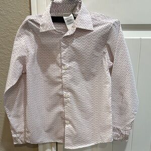 Calvin Klein Kids White and Red Patterned Button Down Shirt
